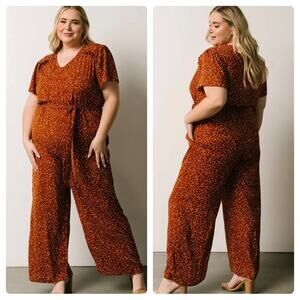 NEW Baltic Born Dakota Jumpsuit in Rust Print Wide Leg Pant Women's Size 3XL